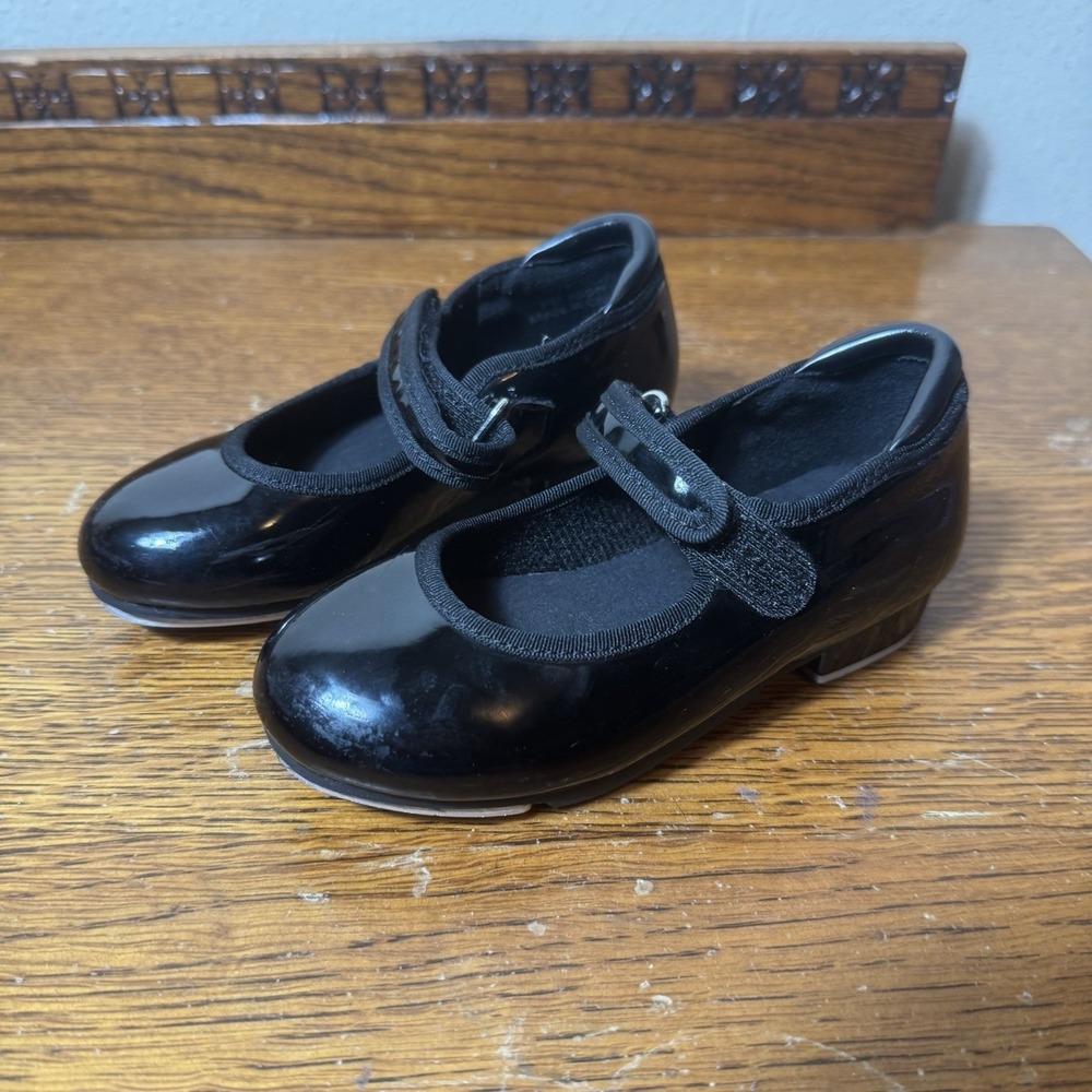 Stelle Girls Black Patent Leather Tap Dance Shoes Mary Jane Size 4 US